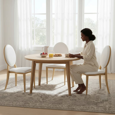 Jasmine Dining Chair In White PU Leather And Gold Legs