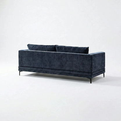 ALUXO Lenox 3 Seater Sofa In Steel Grey Mermaid Velvet