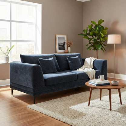 ALUXO Lenox 3 Seater Sofa In Aegean Blue Mermaid Velvet