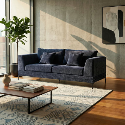 ALUXO Lenox 3 Seater Sofa In Aegean Blue Mermaid Velvet