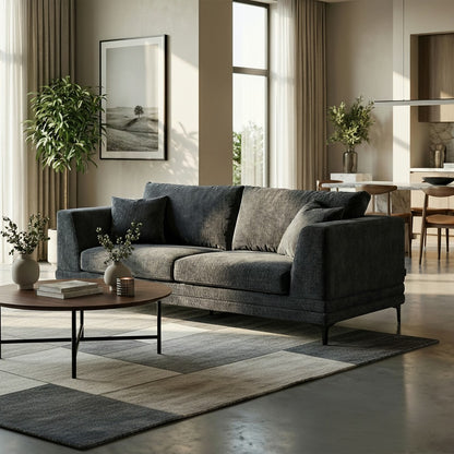 ALUXO Lenox 3 Seater Sofa In Aegean Blue Mermaid Velvet