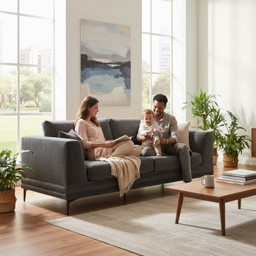 ALUXO Lenox 3 Seater Sofa In Steel Grey Mermaid Velvet