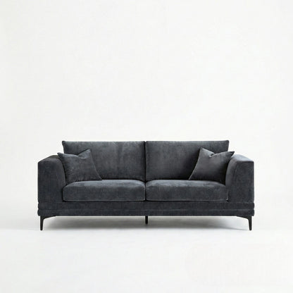 ALUXO Lenox 3 Seater Sofa In Aegean Blue Mermaid Velvet