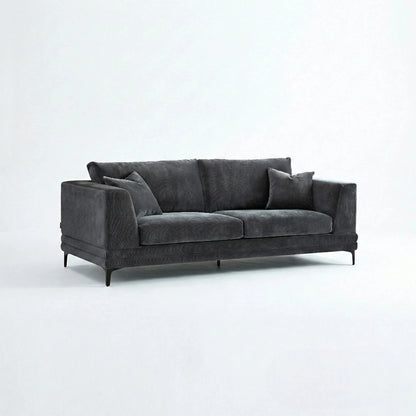 ALUXO Lenox 3 Seater Sofa In Aegean Blue Mermaid Velvet