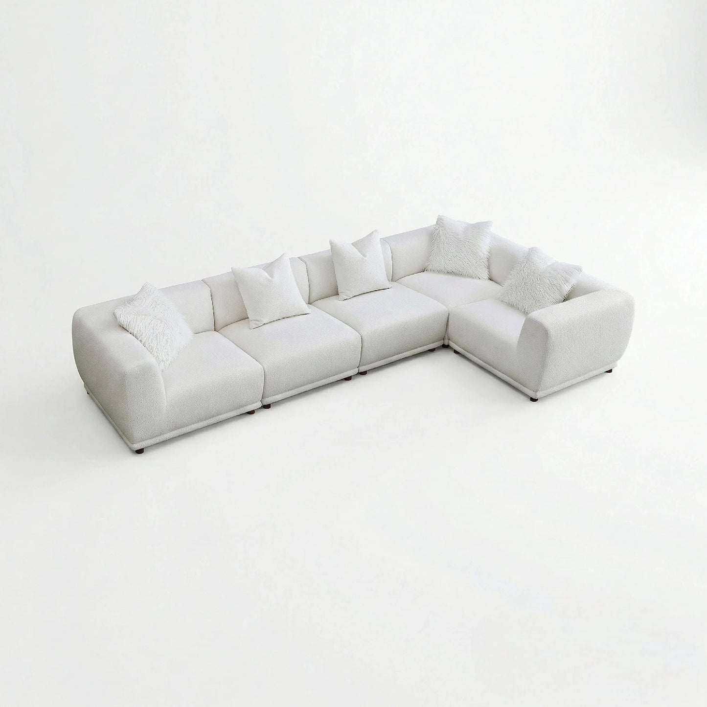 ALUXO Lottie 5 Seater Modular Corner Sofa In Polar White Boucle Fabric