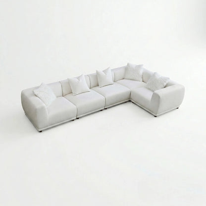 ALUXO Lottie 5 Seater Modular Corner Sofa In Polar White Boucle Fabric