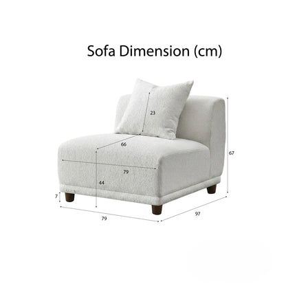 ALUXO Lottie 5 Seater Modular Corner Sofa In Polar White Boucle Fabric