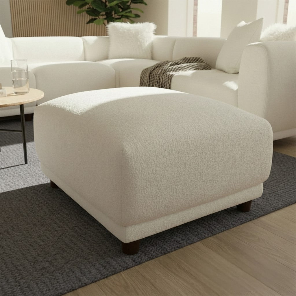 ALUXO Lottie Modular Footstool In Polar White Boucle Fabric