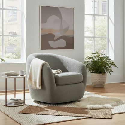 ALUXO Nolita Accent Armchair In Koala Boucle Fabric