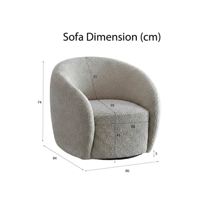 ALUXO Nolita Accent Armchair In Koala Boucle Fabric