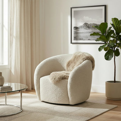 ALUXO Nolita Accent Armchair In Koala Boucle Fabric