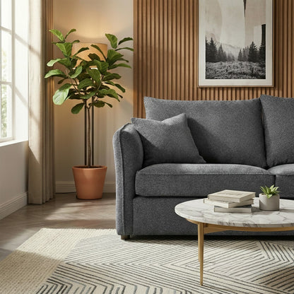 ALUXO Rubin Right Hand Facing Corner Sofa In Pebble Grey Boucle Fabric