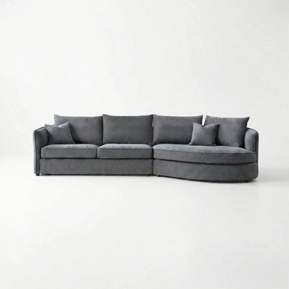 ALUXO Rubin Right Hand Facing Corner Sofa In Pebble Grey Boucle Fabric