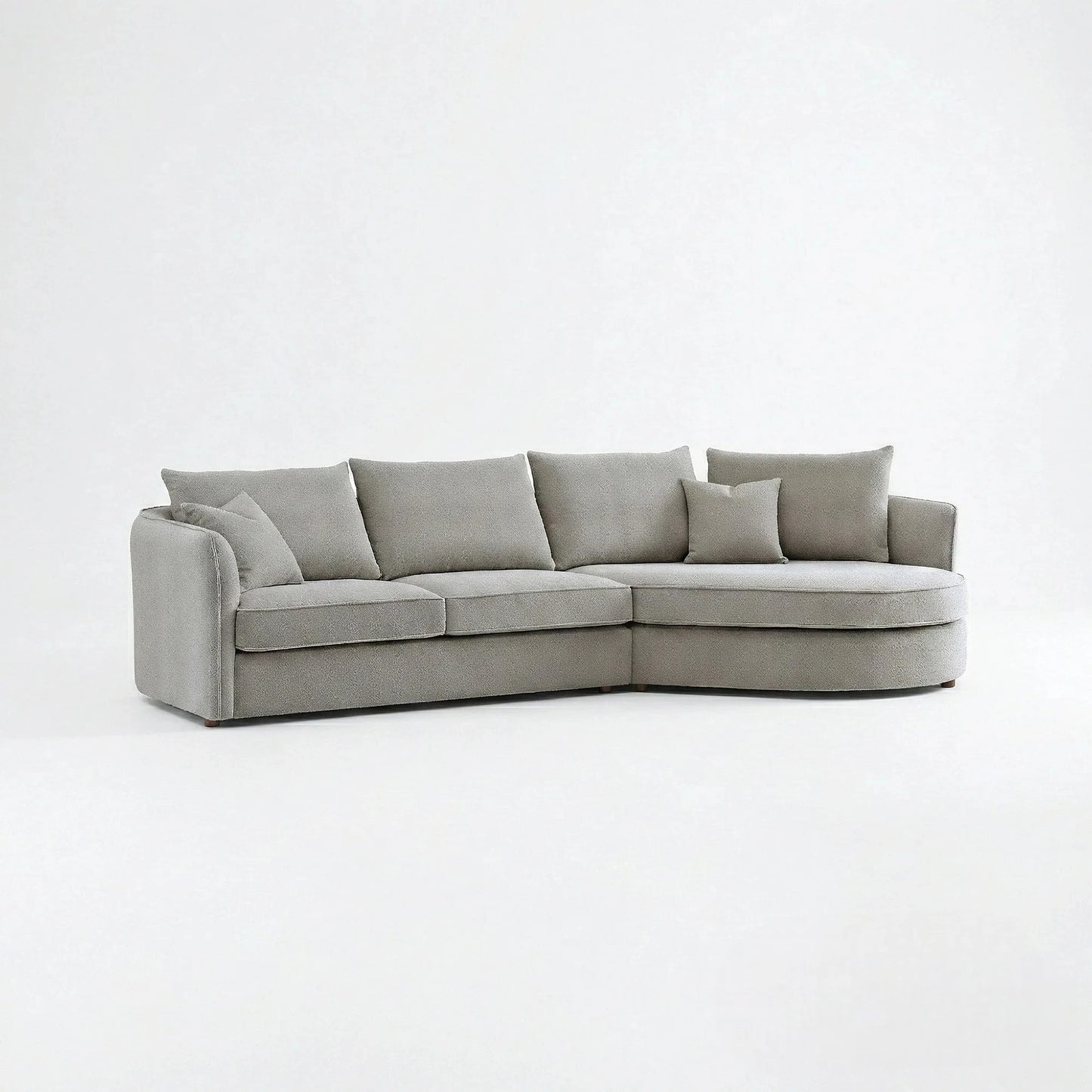 ALUXO Rubin Right Hand Facing Corner Sofa In Pebble Grey Boucle Fabric
