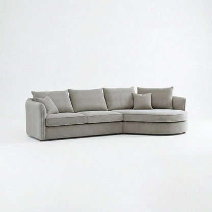 ALUXO Rubin Right Hand Facing Corner Sofa In Pebble Grey Boucle Fabric