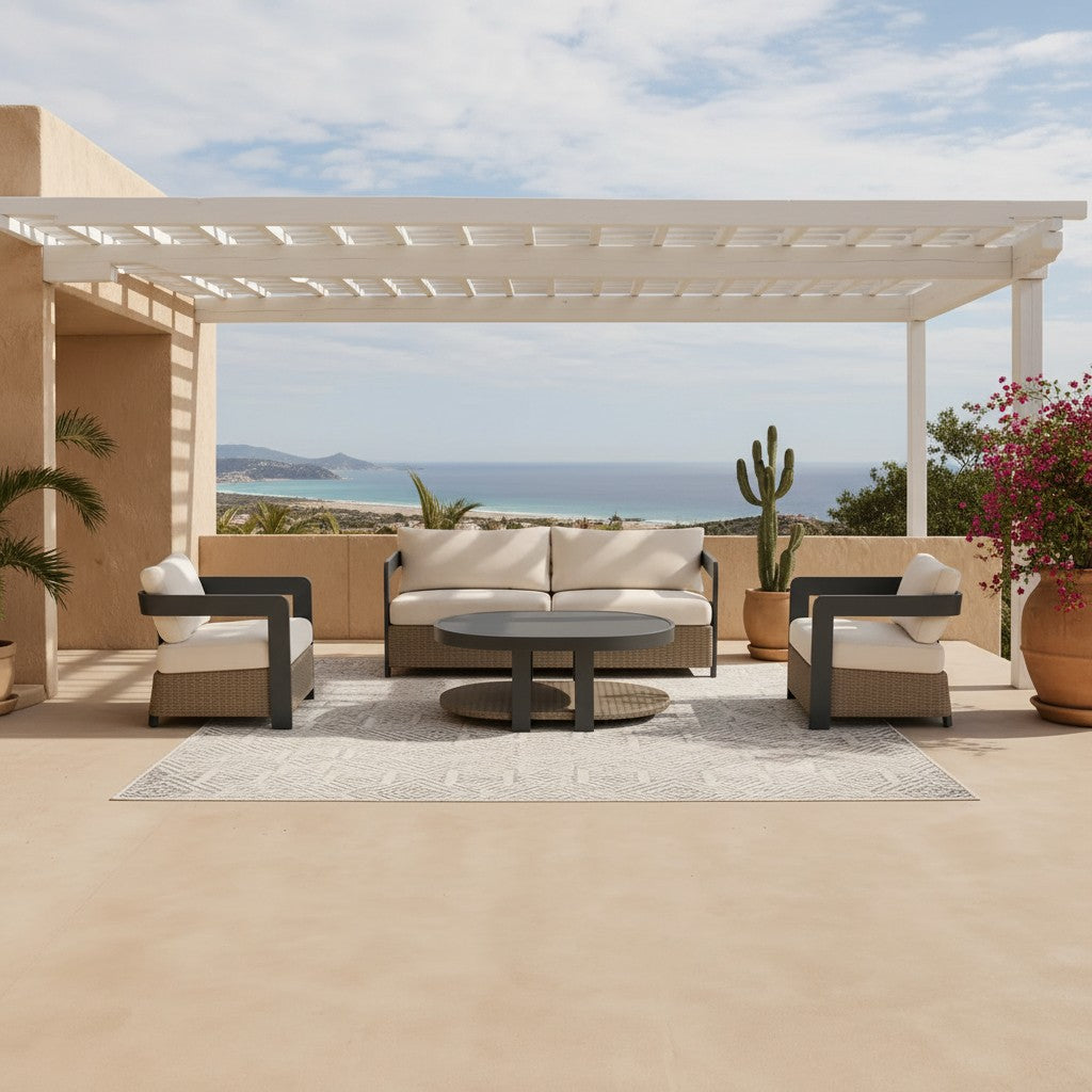 ALUXO Selene Wicker 5 Seater Outdoor Lounge Set