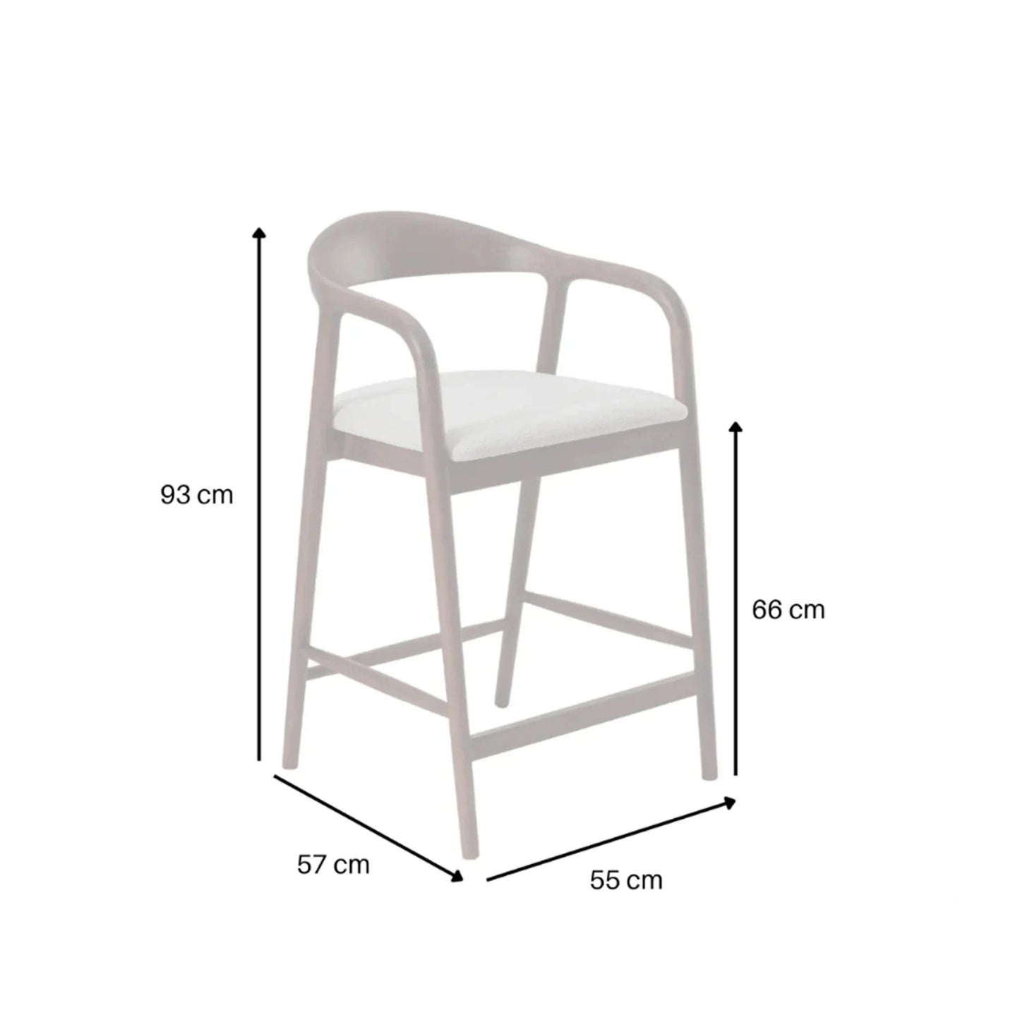 ALUXO Tess Walnut Bar Stool With Oatmeal Beige Boucle Upholstery Fabric