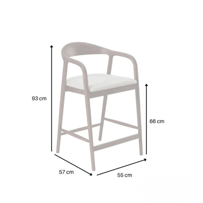 ALUXO Tess Walnut Bar Stool With Oatmeal Beige Boucle Upholstery Fabric