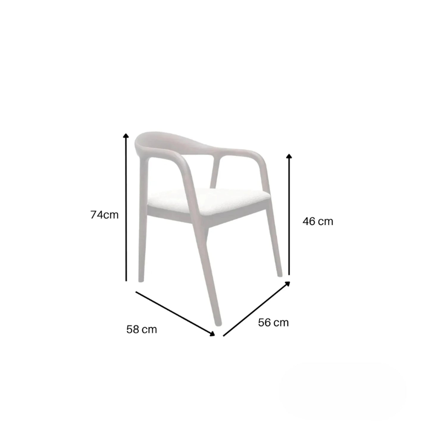 ALUXO Tess Walnut Dining Chair In Oatmeal Beige Boucle Fabric - Set Of 2