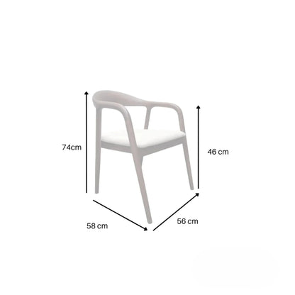 ALUXO Tess Walnut Dining Chair In Oatmeal Beige Boucle Fabric - Set Of 2