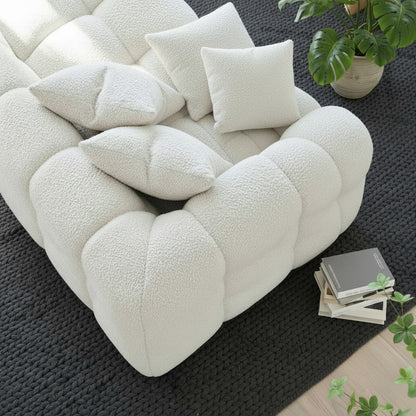 ALUXO Tribeca Bubble 3 Seater Sofa In Oatmeal Beige Boucle Fabric