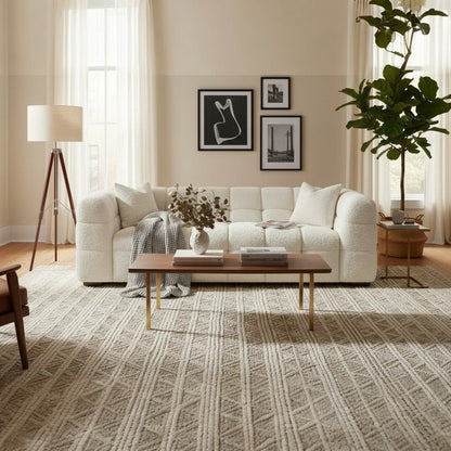 ALUXO Tribeca Bubble 3 Seater Sofa In Pearl Boucle Fabric