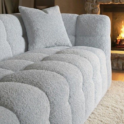 ALUXO Tribeca Bubble 3 Seater Sofa In Oatmeal Beige Boucle Fabric
