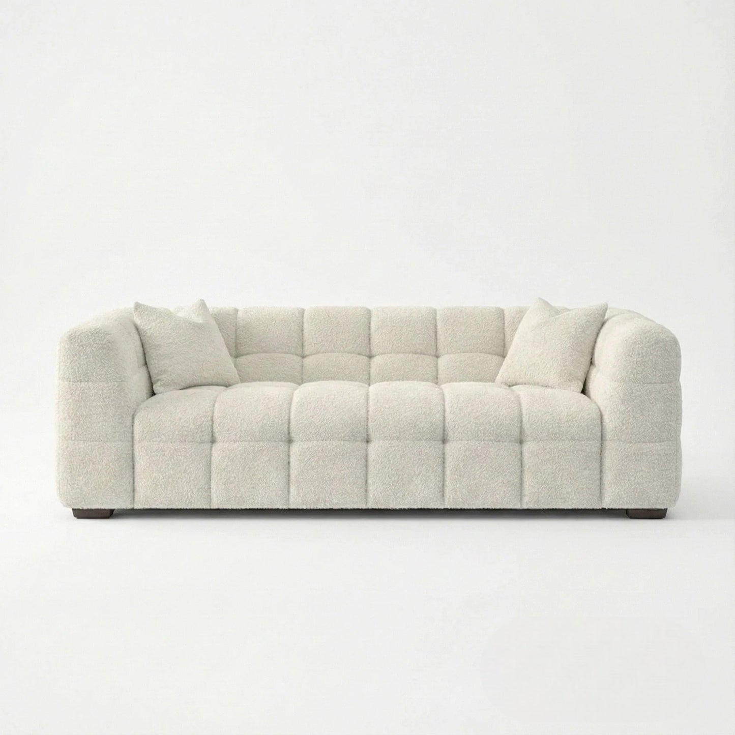 ALUXO Tribeca Bubble 3 Seater Sofa In Oatmeal Beige Boucle Fabric