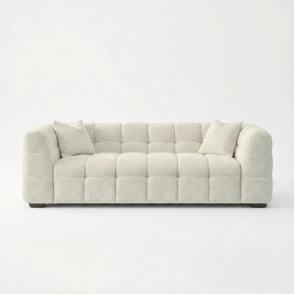 ALUXO Tribeca Bubble 3 Seater Sofa In Oatmeal Beige Boucle Fabric