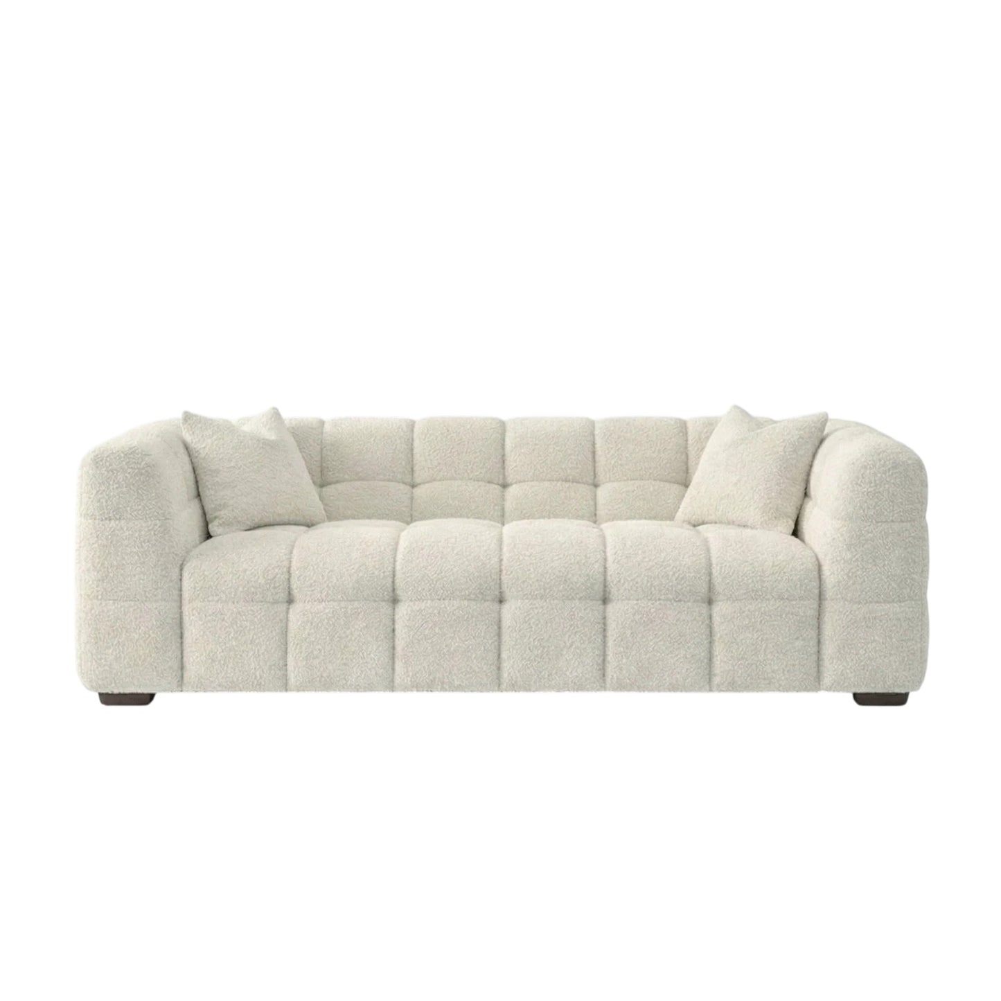 ALUXO Tribeca Bubble 3 Seater Sofa In Oatmeal Beige Boucle Fabric