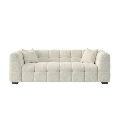 ALUXO Tribeca Bubble 3 Seater Sofa In Oatmeal Beige Boucle Fabric