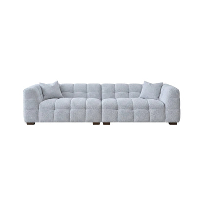 ALUXO Tribeca Bubble 4 Seater Large Sofa In Oatmeal Beige Boucle Fabric