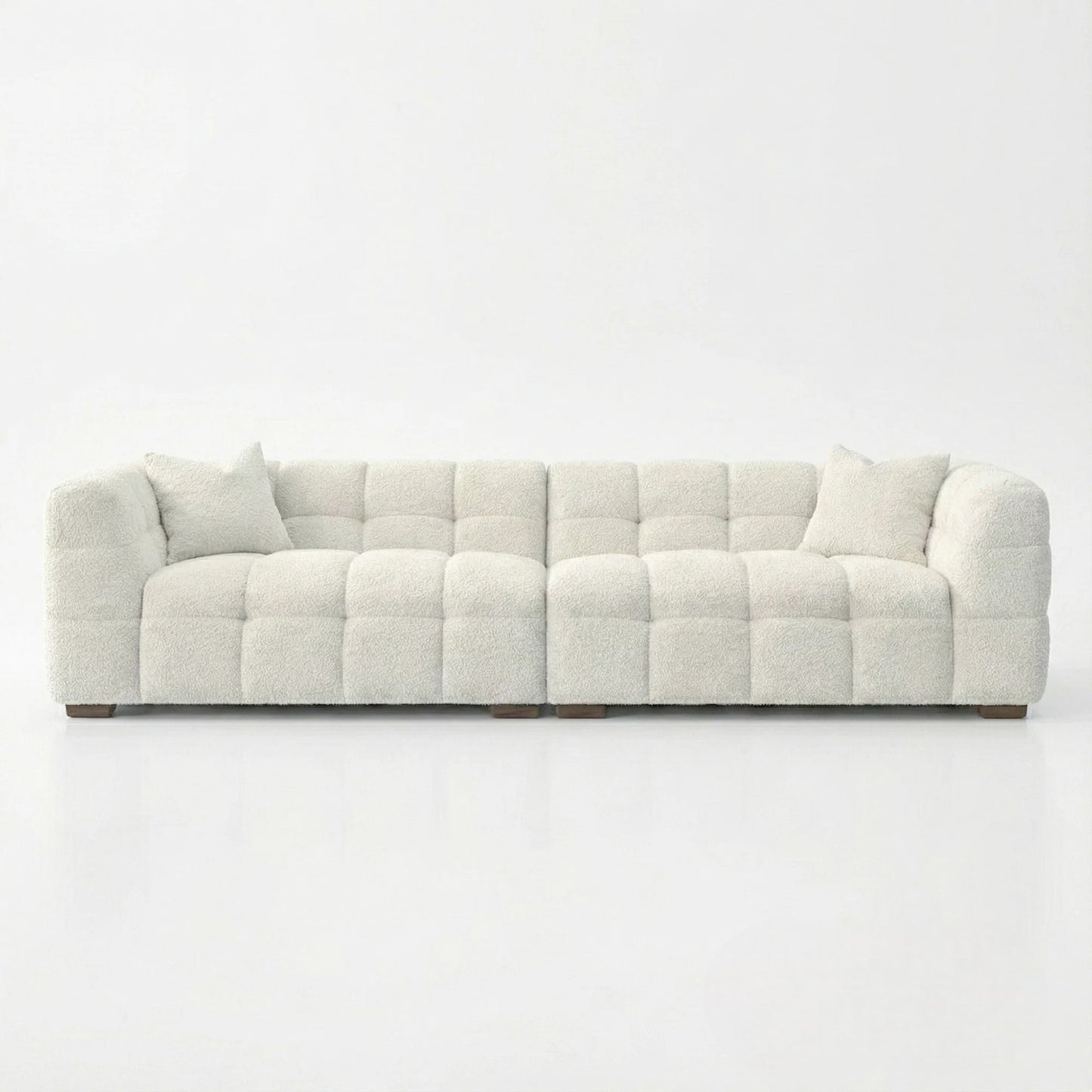 ALUXO Tribeca Bubble 4 Seater Large Sofa In Oatmeal Beige Boucle Fabric