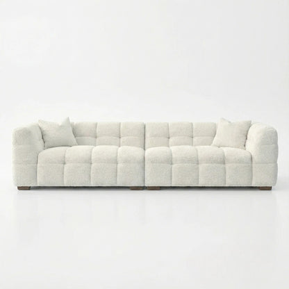ALUXO Tribeca Bubble 4 Seater Large Sofa In Oatmeal Beige Boucle Fabric