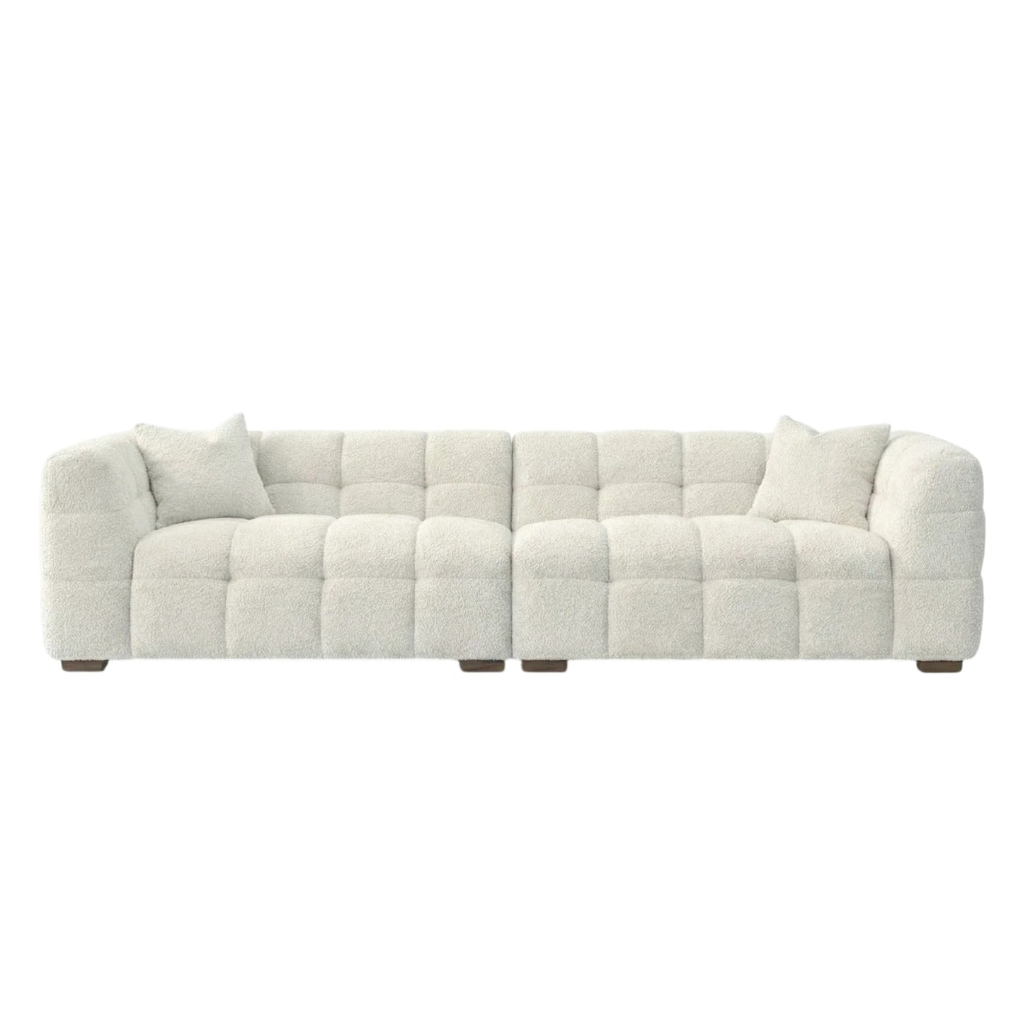 ALUXO Tribeca Bubble 4 Seater Large Sofa In Oatmeal Beige Boucle Fabric