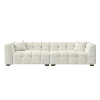 ALUXO Tribeca Bubble 4 Seater Large Sofa In Oatmeal Beige Boucle Fabric