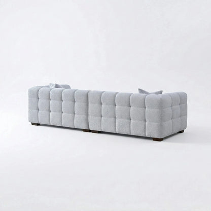 ALUXO Tribeca Bubble 4 Seater Large Sofa In Oatmeal Beige Boucle Fabric