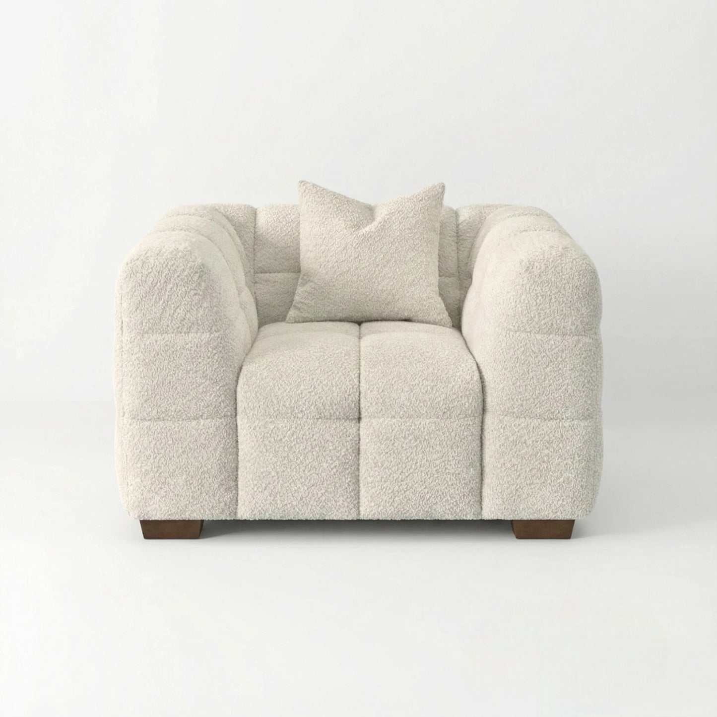 ALUXO Tribeca Bubble Armchair In Pearl Boucle Fabric