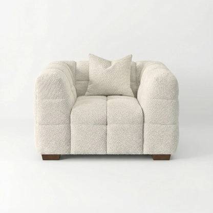 ALUXO Tribeca Bubble Armchair In Pearl Boucle Fabric