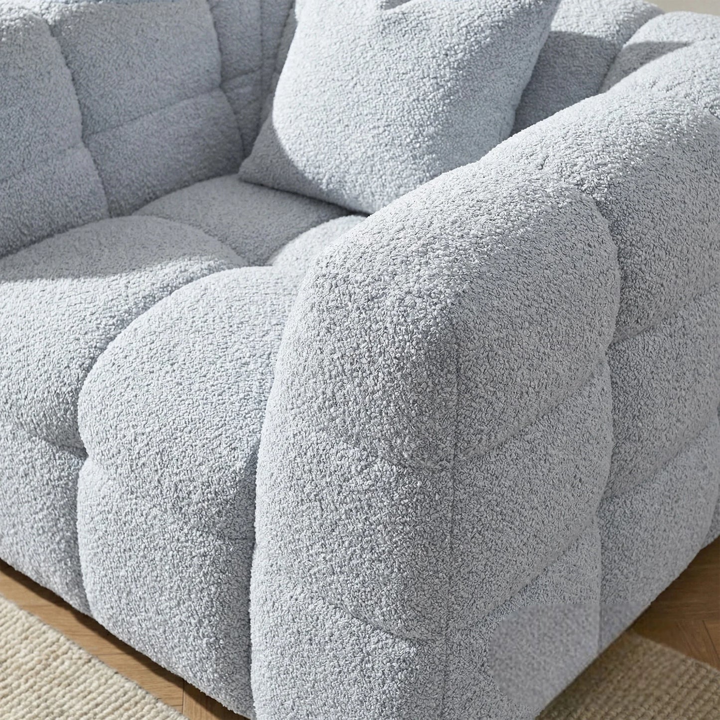 ALUXO Tribeca Bubble Armchair In Pearl Boucle Fabric