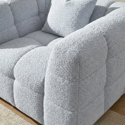 ALUXO Tribeca Bubble Armchair In Pearl Boucle Fabric