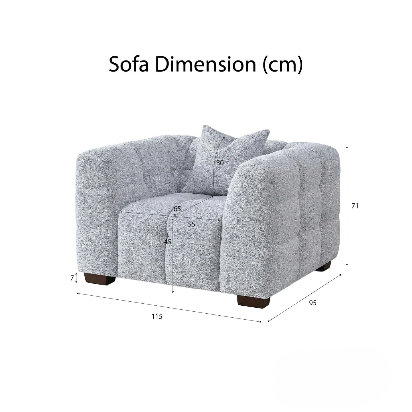 ALUXO Tribeca Bubble Armchair In Pearl Boucle Fabric