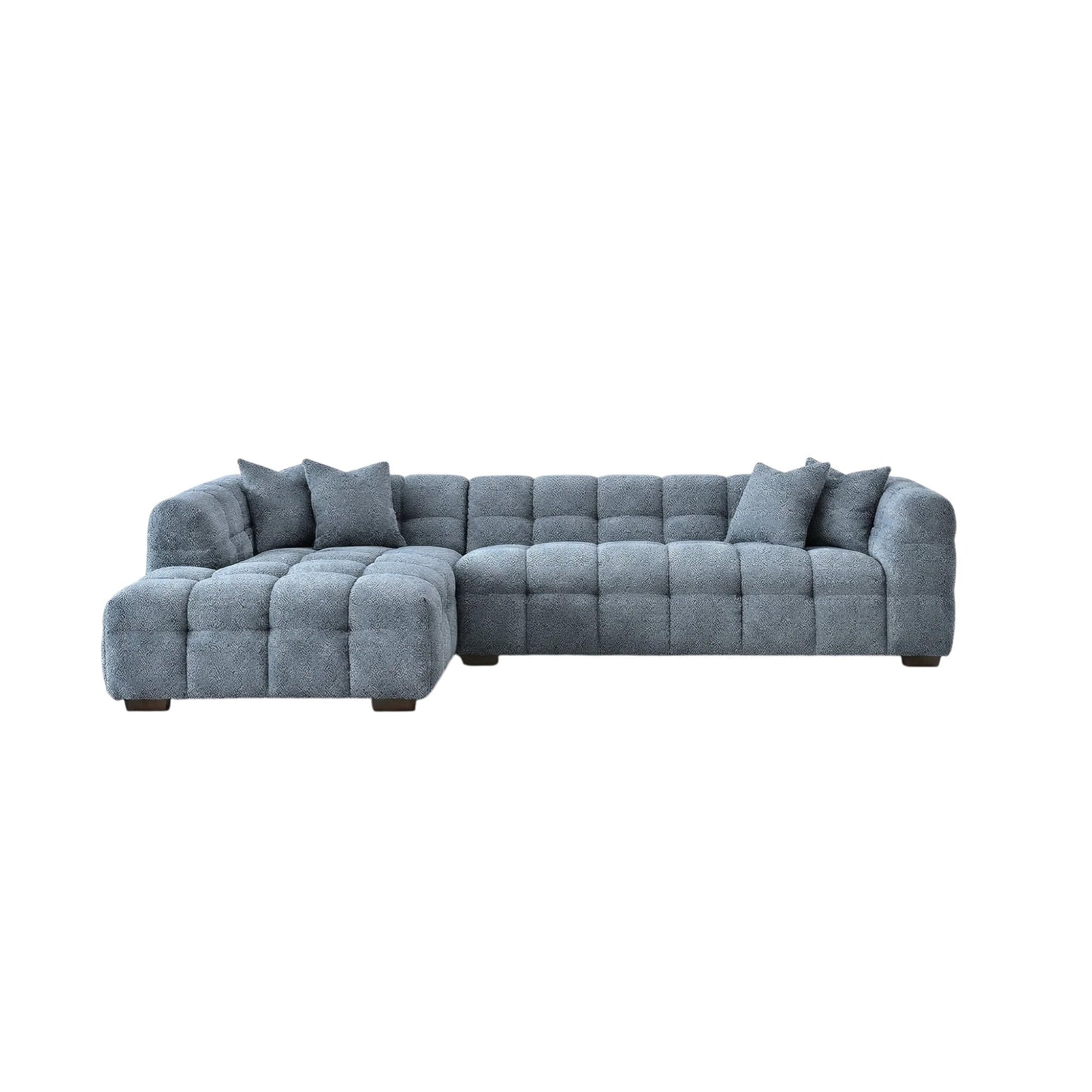 ALUXO Tribeca Bubble Left Hand Facing Corner Sofa In Iron Grey Boucle Fabric