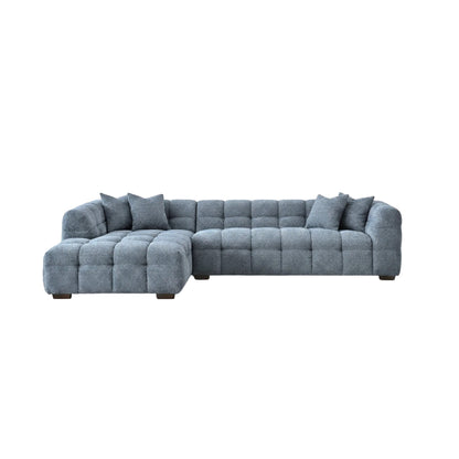 ALUXO Tribeca Bubble Left Hand Facing Corner Sofa In Iron Grey Boucle Fabric