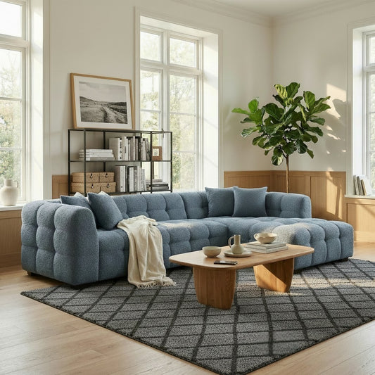 ALUXO Tribeca Bubble Right Hand Facing Corner Sofa In Iron Grey Boucle Fabric