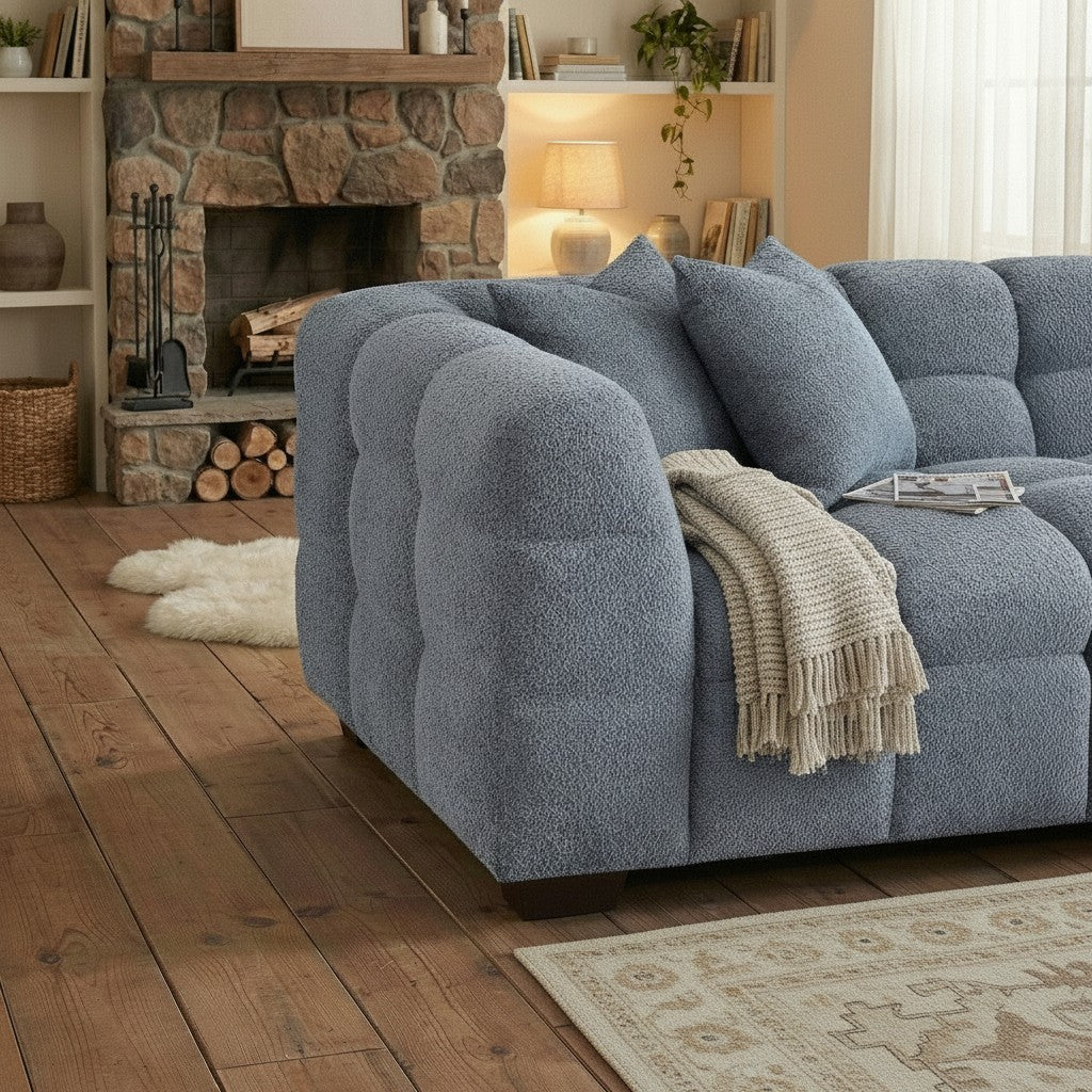 ALUXO Tribeca Bubble Right Hand Facing Corner Sofa In Iron Grey Boucle Fabric