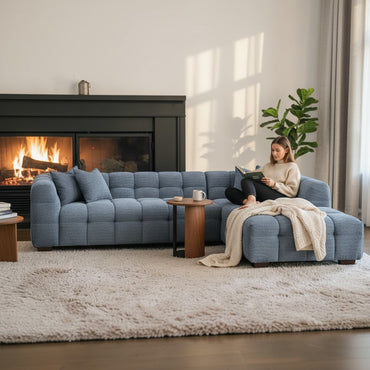 ALUXO Tribeca Bubble Right Hand Facing Corner Sofa In Iron Grey Boucle Fabric