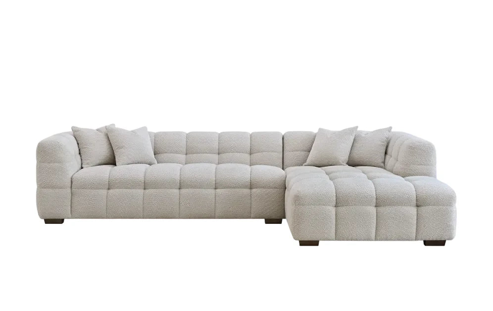 ALUXO Tribeca Bubble Right Hand Facing Corner Sofa In Iron Grey Boucle Fabric