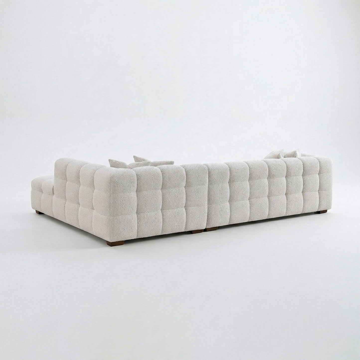 ALUXO Tribeca Bubble 4 Seater Large Sofa In Oatmeal Beige Boucle Fabric
