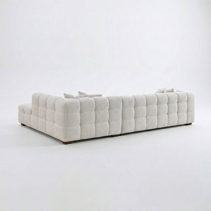 ALUXO Tribeca Bubble 4 Seater Large Sofa In Oatmeal Beige Boucle Fabric